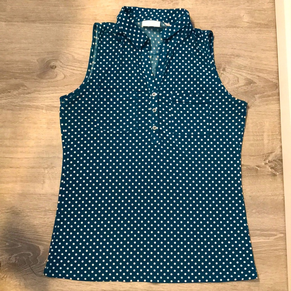 New York & Company blue polka dot tank